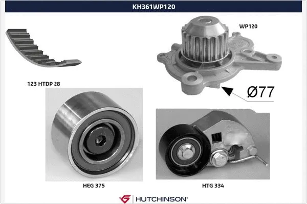 Pompe à eau + kit de courroie crantée HUTCHINSON KH 361WP120
