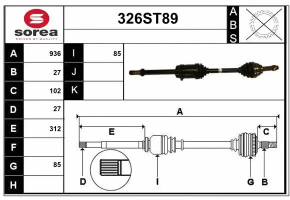 Arbre de transmission STARTCAR 326ST89