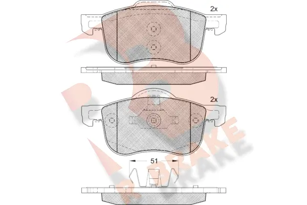 Kit de plaquettes de frein, frein à disque R BRAKE RB1297-203