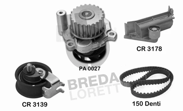 Pompe à eau + kit de courroie crantée BREDA LORETT KPA0645A