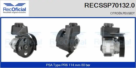 Pompe hydraulique, direction RECOFICIAL RECSSP70132.0