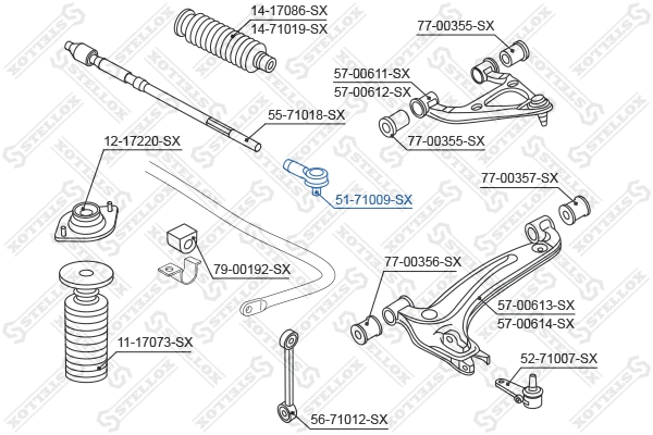 Rotule de barre de connexion STELLOX 51-71009-SX