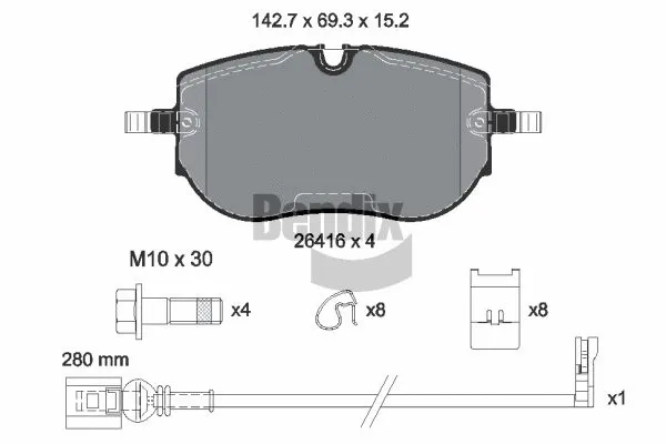 Kit de plaquettes de frein, frein à disque BENDIX Braking BPD2392