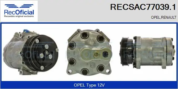 Compresseur, climatisation RECOFICIAL RECSAC77039.1