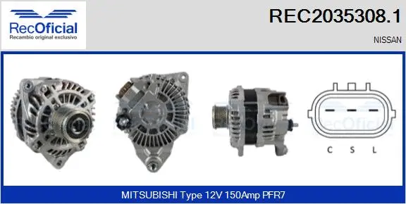 Alternateur RECOFICIAL REC2035308.1