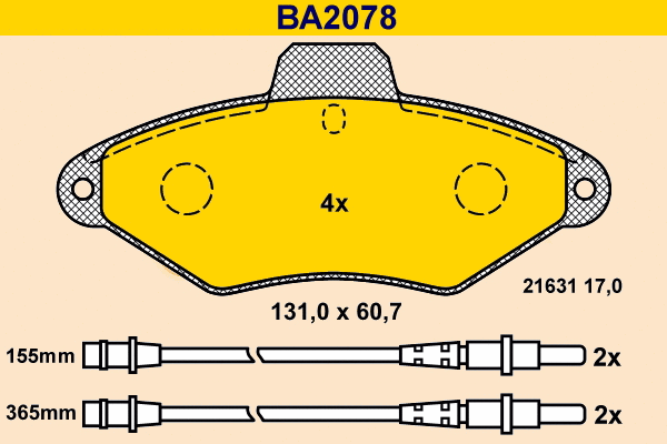 Kit de plaquettes de frein, frein à disque BARUM BA2078