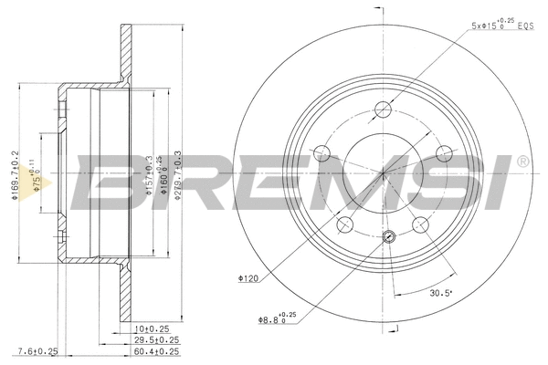 Disque de frein BREMSI CD6086S