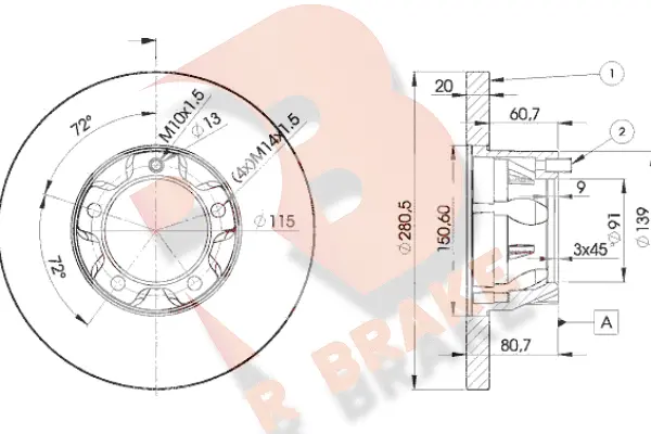 Disque de frein R BRAKE 78RBD13017