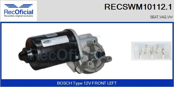 Moteur d'essuie-glace RECOFICIAL RECSWM10112.1