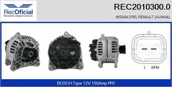 Alternateur RECOFICIAL REC2010300.0