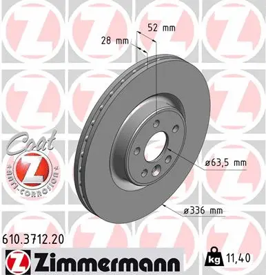 Disque de frein ZIMMERMANN 610.3712.20