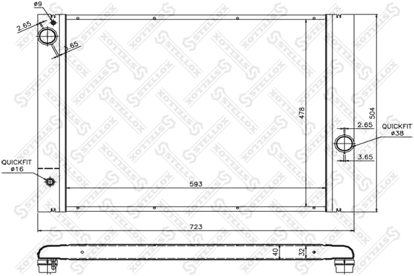 Radiateur, refroidissement du moteur STELLOX 10-25336-SX