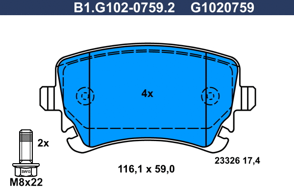 Kit de plaquettes de frein, frein à disque GALFER B1.G102-0759.2