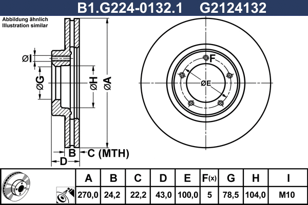 Disque de frein GALFER B1.G224-0132.1