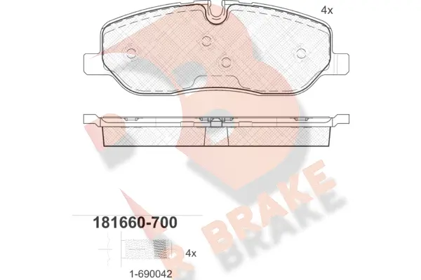 Kit de plaquettes de frein, frein à disque R BRAKE RB1660-700