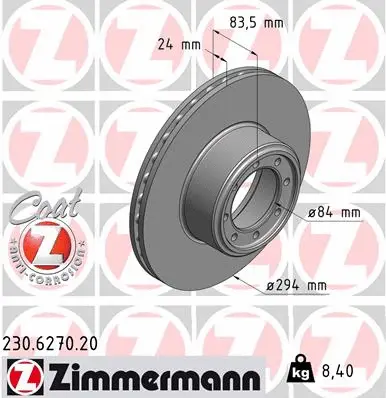 Disque de frein ZIMMERMANN 230.6270.20