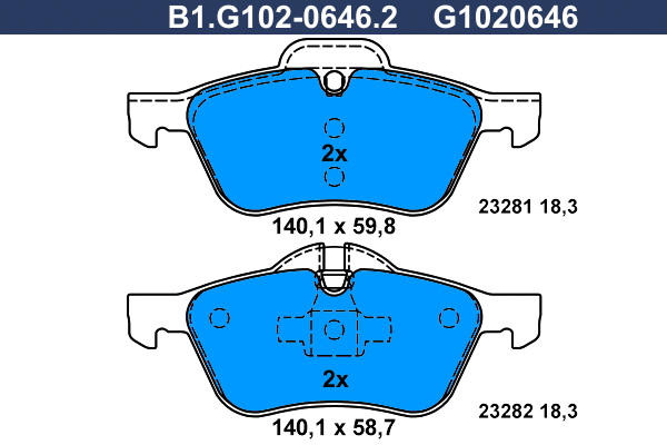 Kit de plaquettes de frein, frein à disque GALFER B1.G102-0646.2
