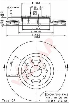 Disque de frein VILLAR 628.1726