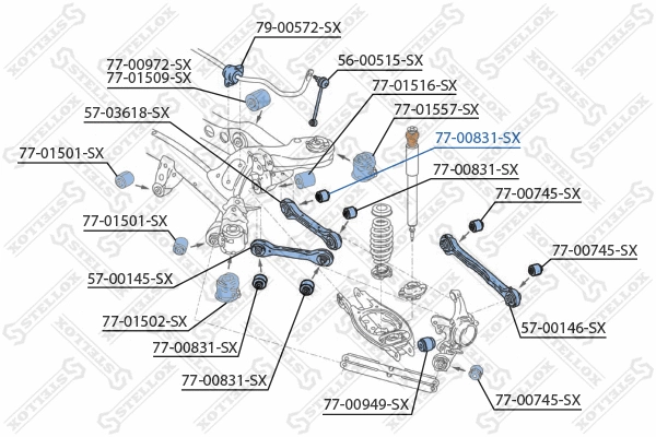 Suspension, bras de liaison STELLOX 77-00831-SX