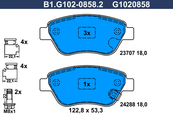 Kit de plaquettes de frein, frein à disque GALFER B1.G102-0858.2