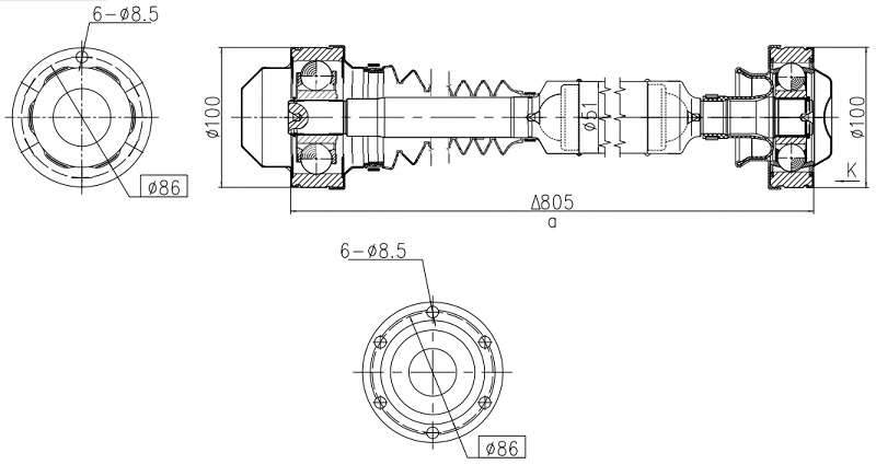 Arbre de transmission, entraînement essieux SERCORE 32140