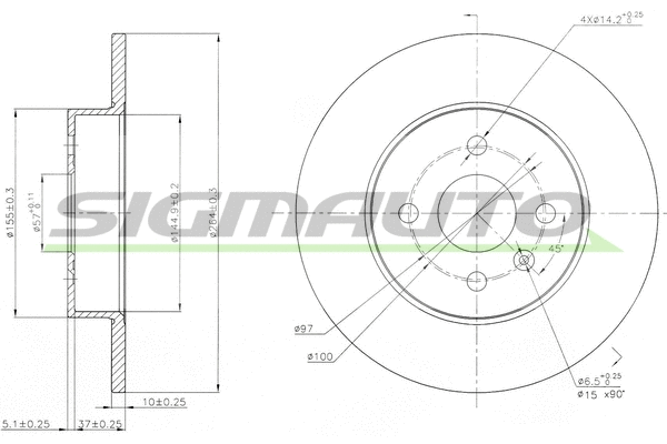 Disque de frein SIGMAUTO DBB313S