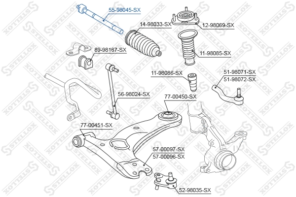 Rotule de direction intérieure, barre de connexion STELLOX 55-98045-SX