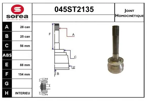 Jeu de joints, arbre de transmission STARTCAR 045ST2135