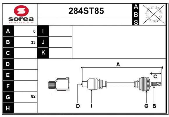 Arbre de transmission STARTCAR 284ST85