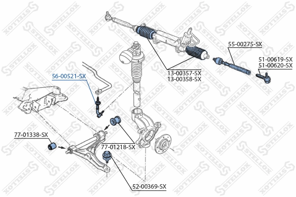 Entretoise/tige, stabilisateur STELLOX 56-00521-SX