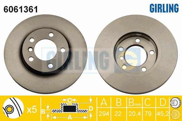 Disque de frein GIRLING 6061361