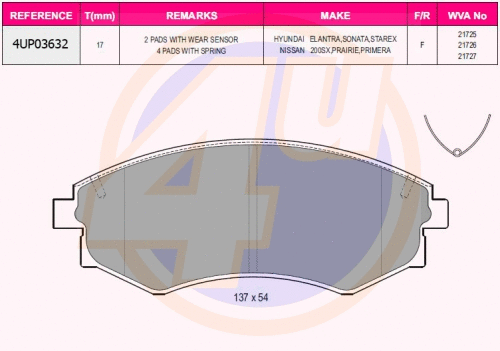 Kit de plaquettes de frein, frein à disque 4u 4UP03632