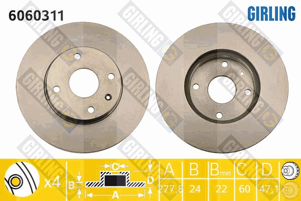 Disque de frein GIRLING 6060311