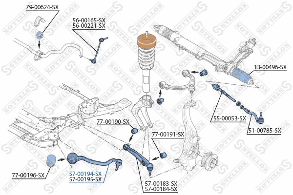 Bras de liaison, suspension de roue STELLOX 57-00194-SX
