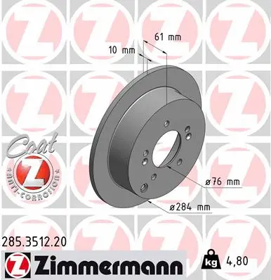 Disque de frein ZIMMERMANN 285.3512.20
