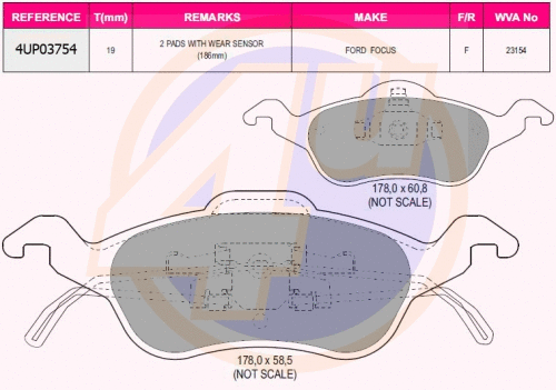 Kit de plaquettes de frein, frein à disque 4u 4UP03754