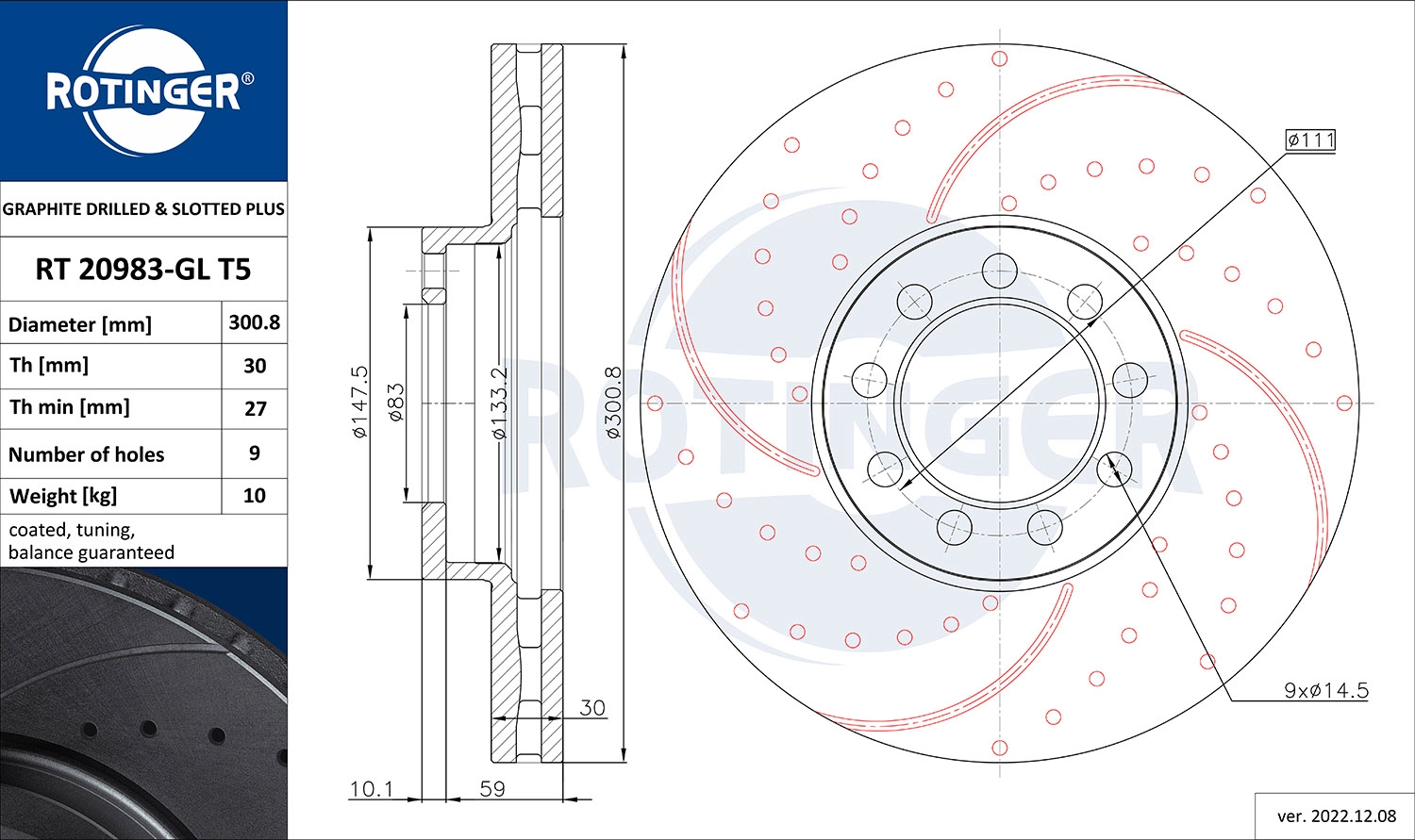 Disque de frein ROTINGER RT 20983-GL T5