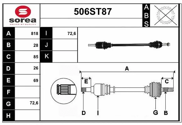 Arbre de transmission STARTCAR 506ST87
