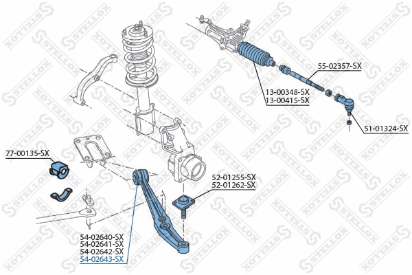 Bras de liaison, suspension de roue STELLOX 54-02643-SX