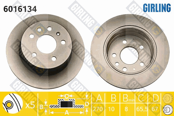 Disque de frein GIRLING 6016134