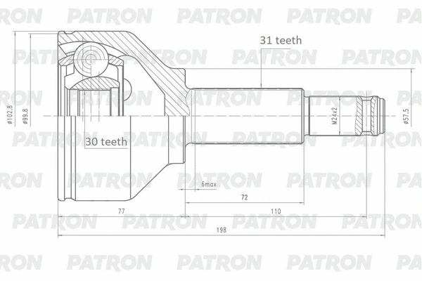 Jeu de joints, arbre de transmission PATRON PCV2149