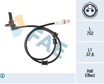 Capteur, vitesse de roue FAE 78412