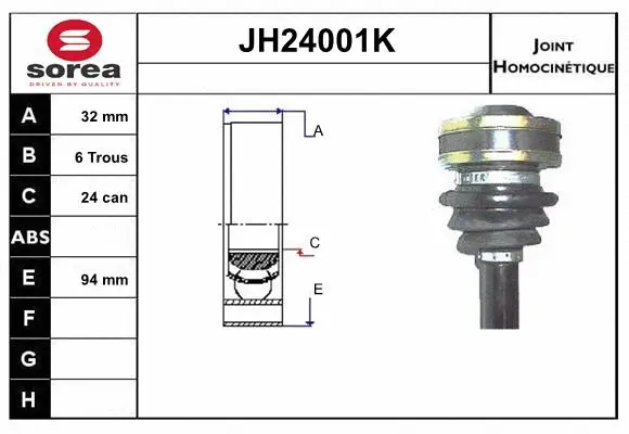 Jeu de joints, arbre de transmission SNRA JH24001K