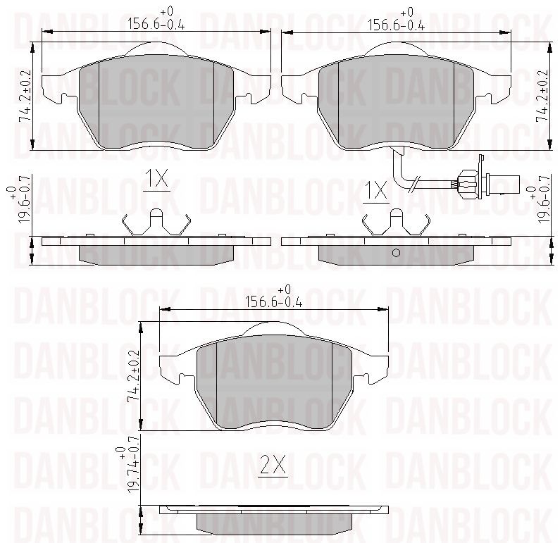 Kit de plaquettes de frein, frein à disque DANBLOCK DB 510244