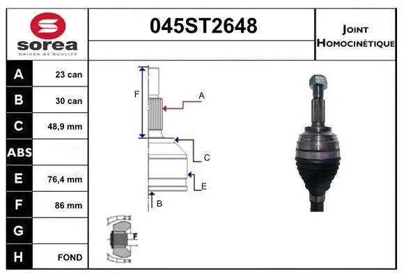 Jeu de joints, arbre de transmission STARTCAR 045ST2648