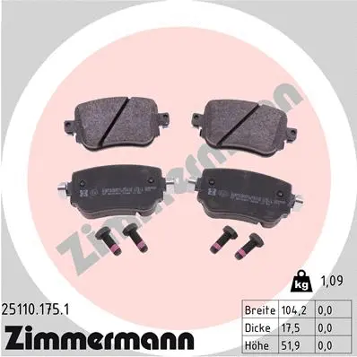 Kit de plaquettes de frein, frein à disque ZIMMERMANN 25110.175.1