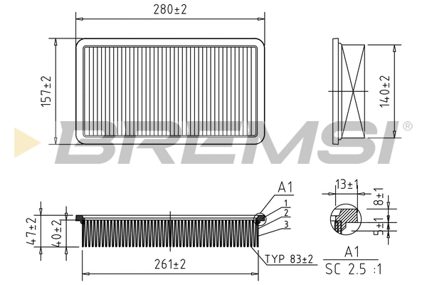 Filtre à air BREMSI FA1152