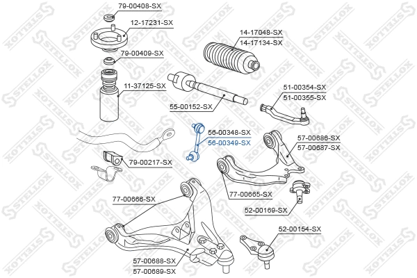 Entretoise/tige, stabilisateur STELLOX 56-00349-SX