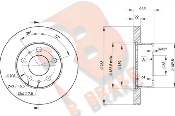 Disque de frein R BRAKE 78RBD29131