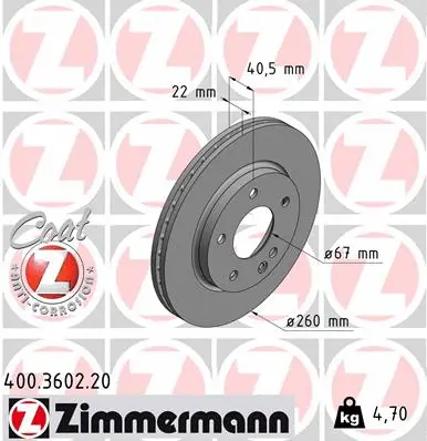 Disque de frein ZIMMERMANN 400.3602.20